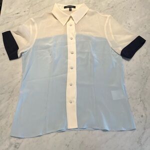 JUDITH & Charles Colorblock Silk Button-Down Blouse Size 6